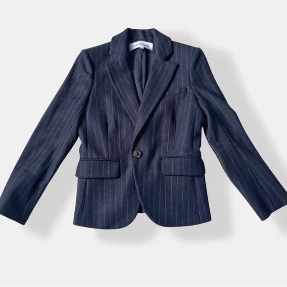 Veronica Beard Tyra Dickey Navy Pinstripe Blazer Jacket Preppy Academia Size 2 - Picture 6 of 15